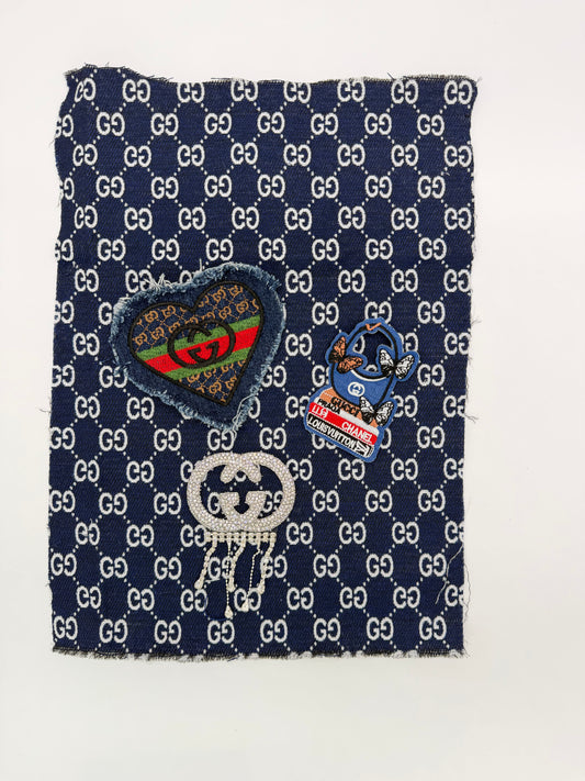 4PC DESIGNER “GUCCI” FABRIC/PATCH/CHARM SET