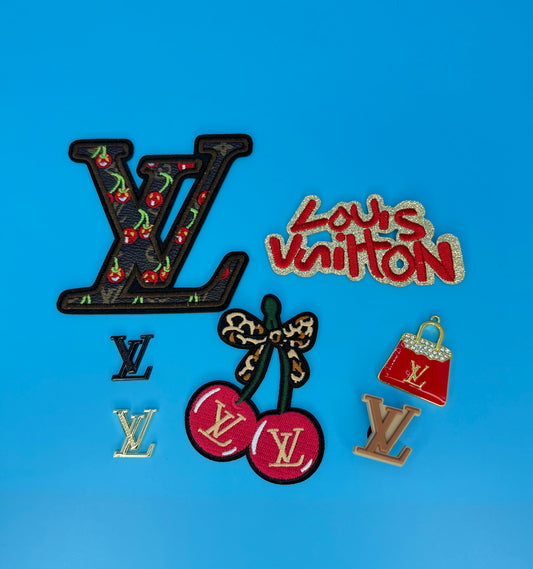 8PC DESIGNER “LV” FABRIC/CHERRY PATCH/CHARM SET