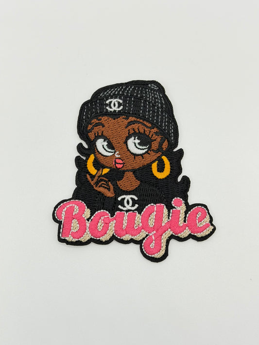 7PC DESIGNER “CHANEL” SEQUIN PATCH/BROOCH SET BLACK/GOLD