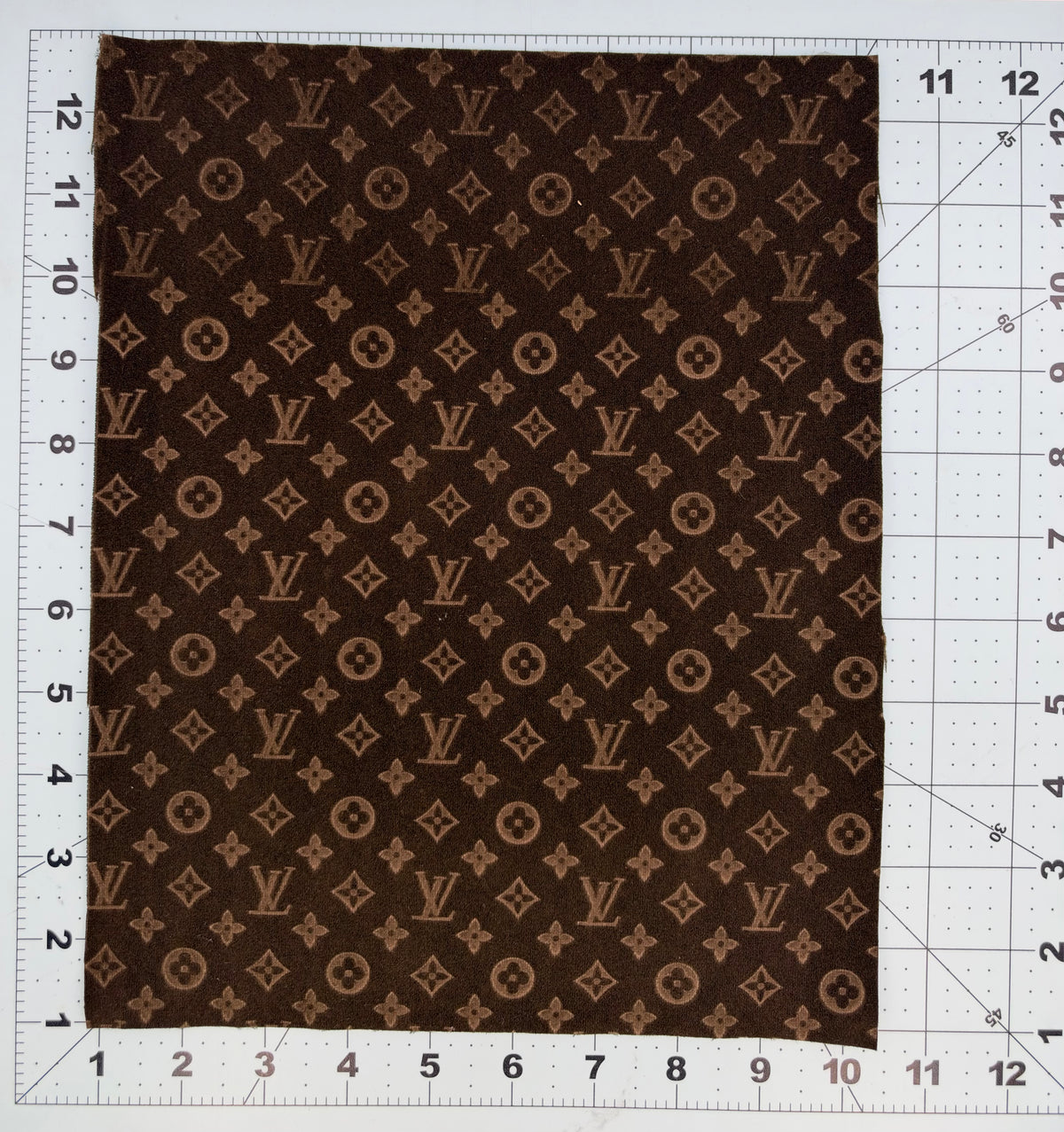 CHOCOLATE VELVET SUEDE “LV” FABRIC SHEET