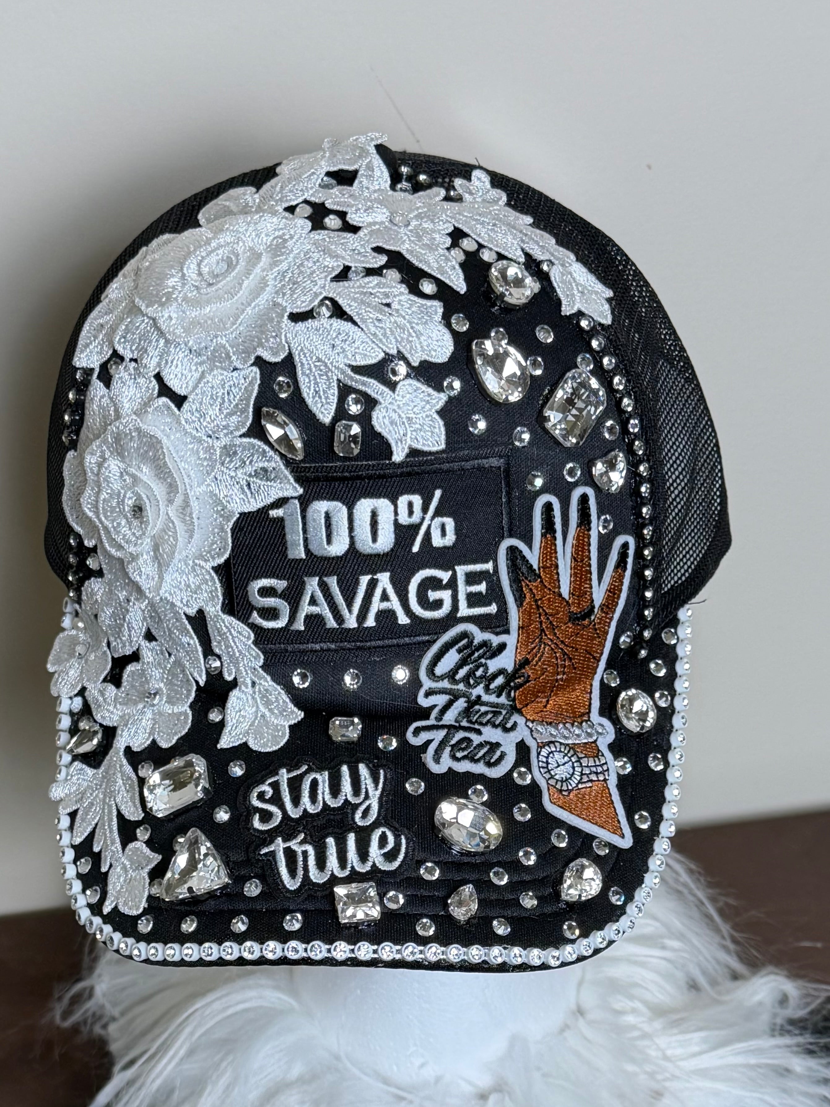 100% SAVAGE CLOCK TEA TRUCKER HAT