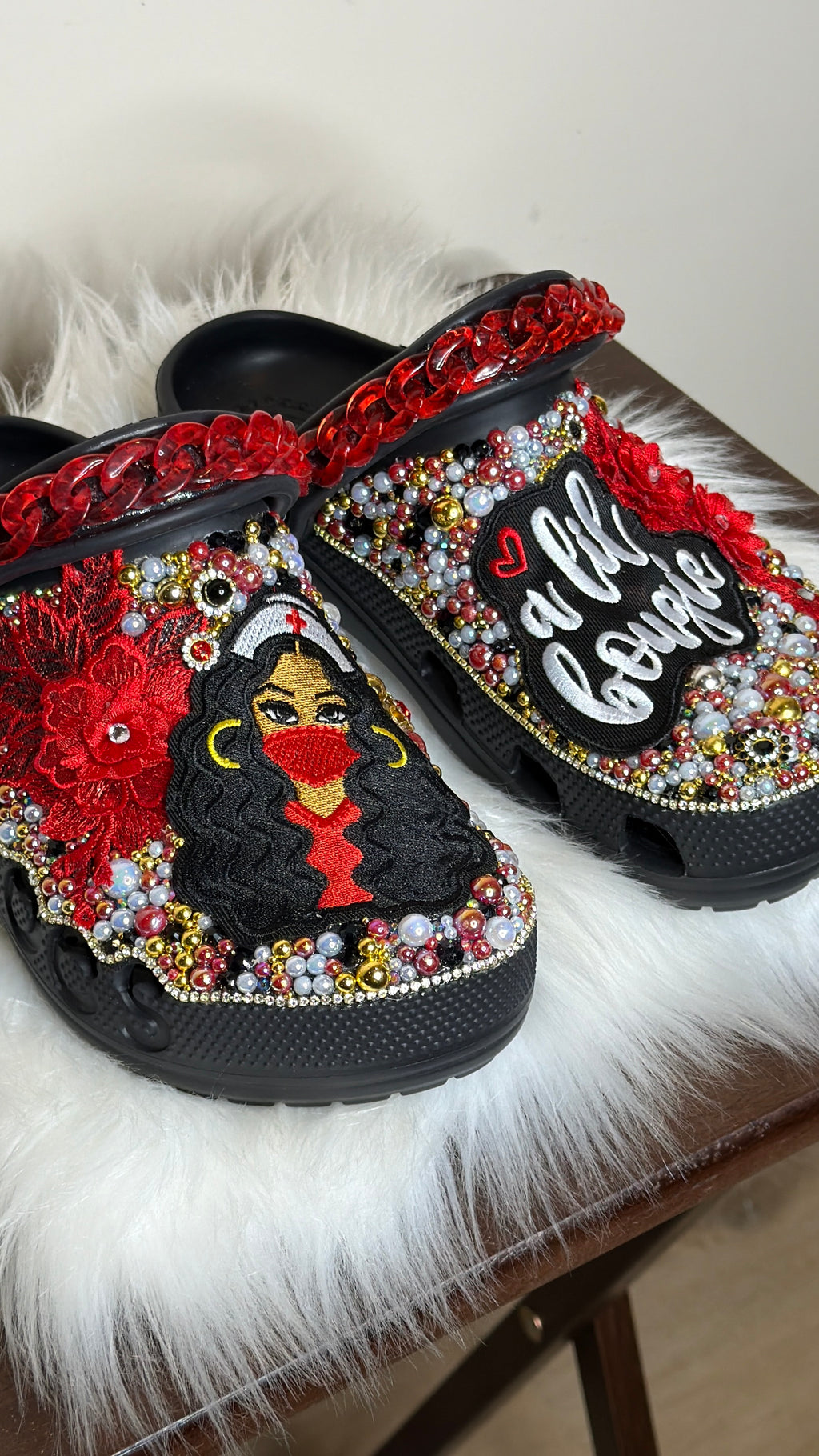 A “BOUGIE NURSE” 3D FLOWER CUSTOM CROCS