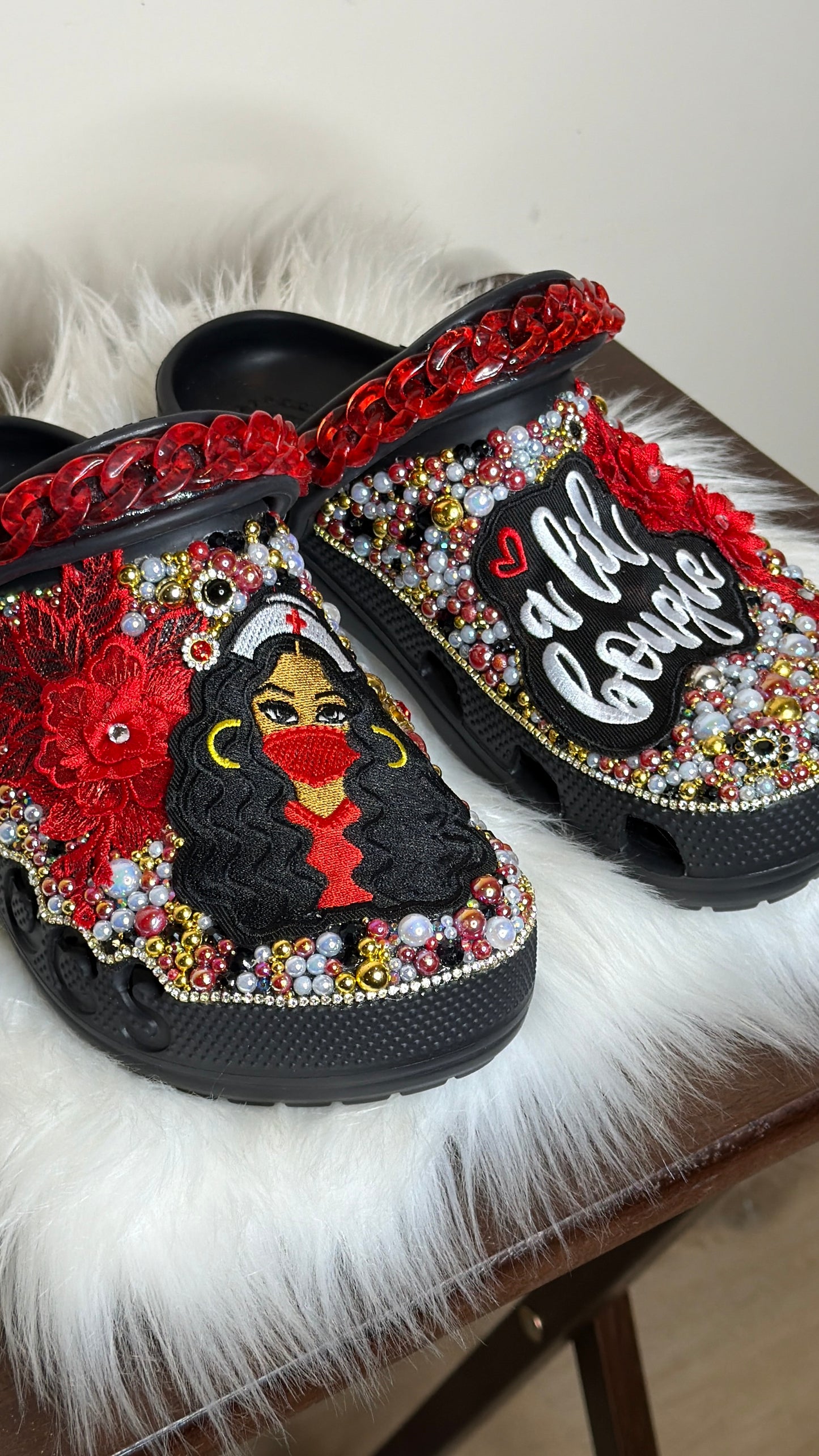A “BOUGIE NURSE” 3D FLOWER CUSTOM CROCS