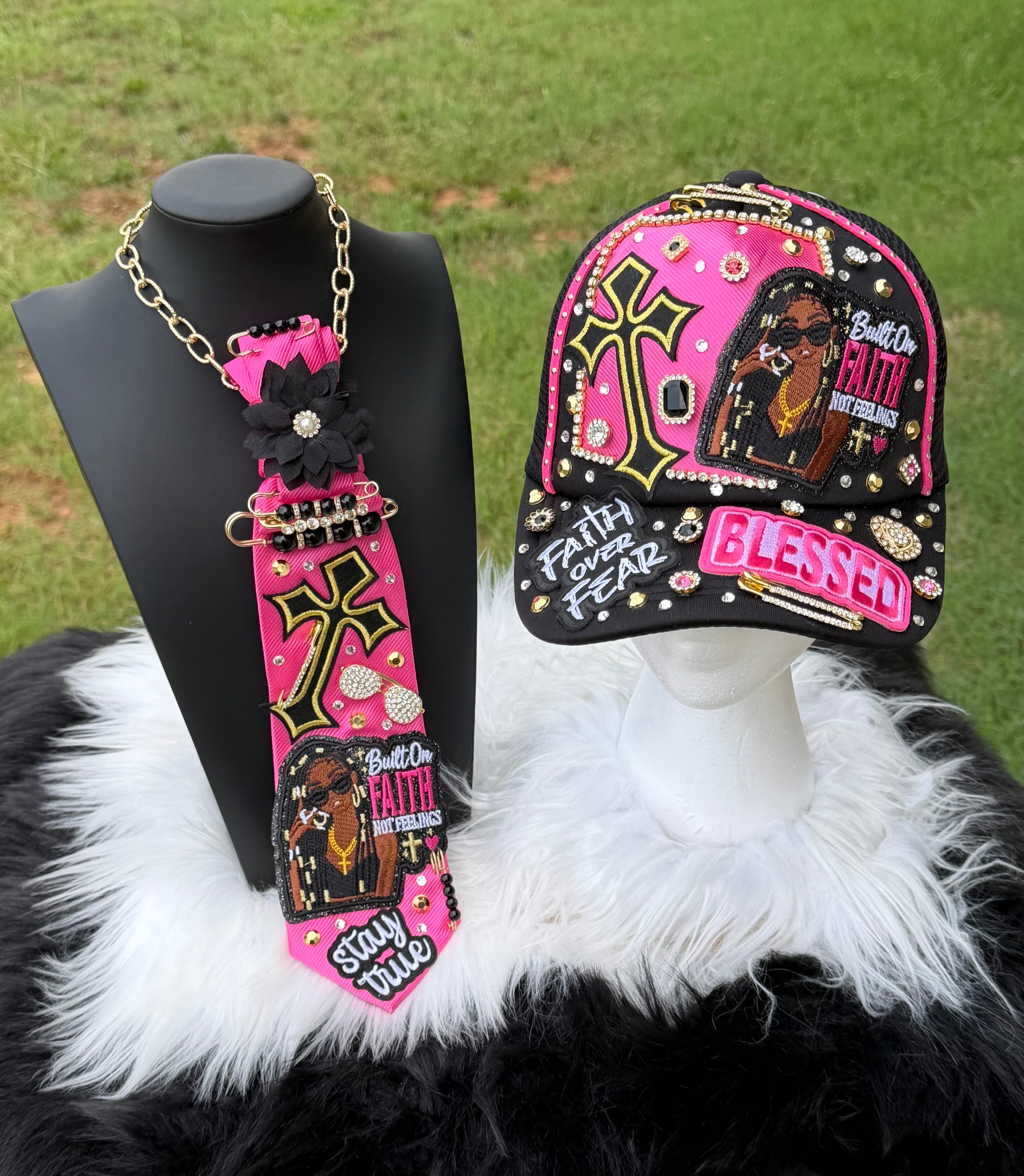 “BUILT ON FAITH” TRUCKER HAT & TIE SET