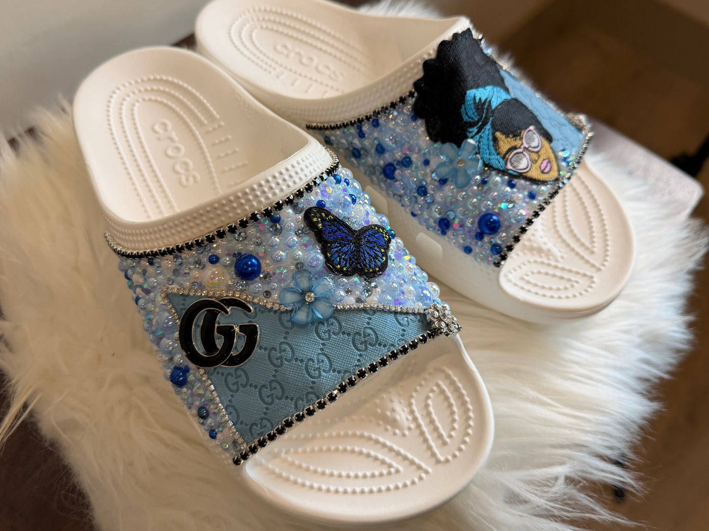 CUSTOM DESIGNER INSPIRED CROCS “TRUE BLUE BESTIE” w9