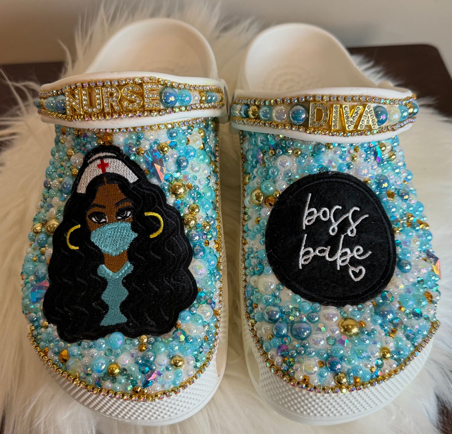 CUSTOMIZED NURSE CROCS “BOSS BABE NURSE DIVA”