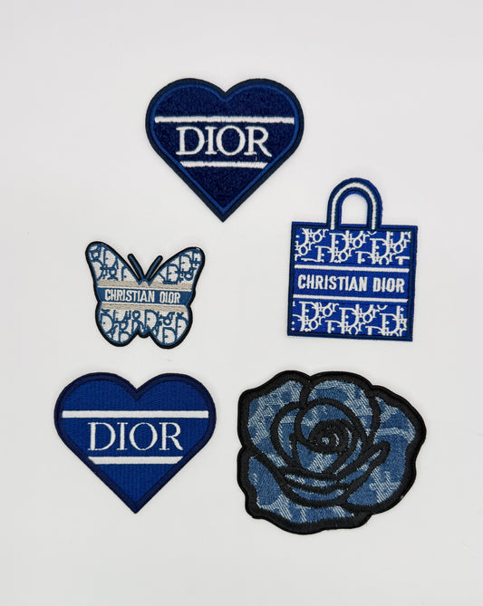 5PC “DIOR” ROYAL BLUE/DENIM PATCH SET