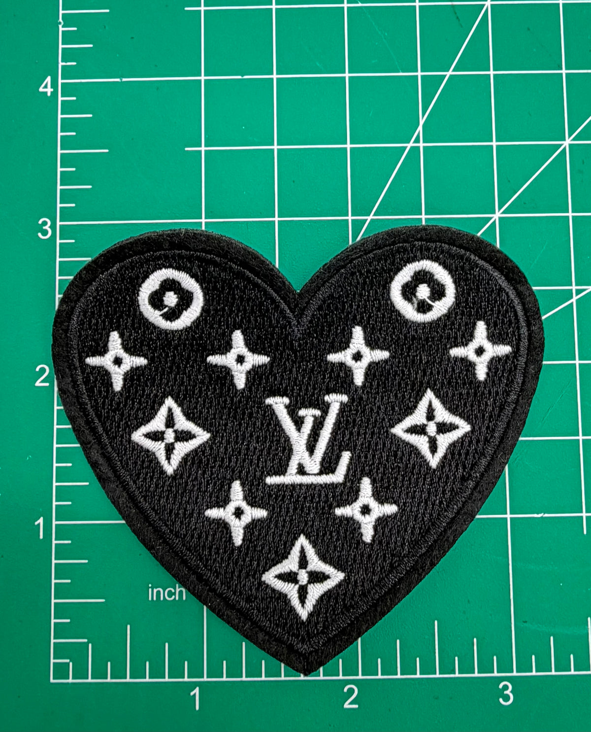 6PC “LV” BLACK/GOLD IRON-ON PATCH SET