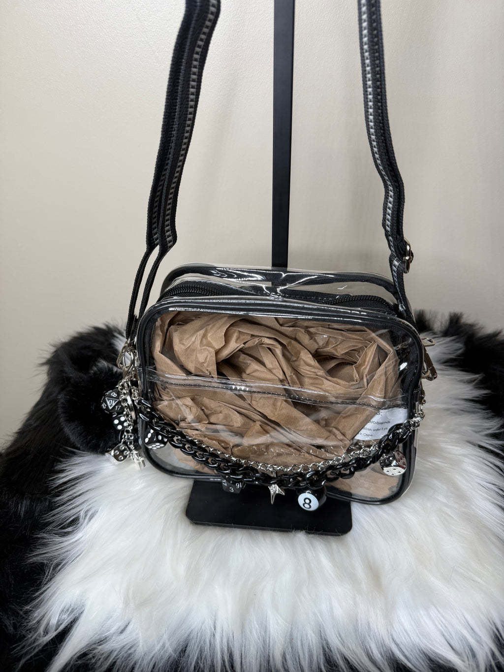 CLEAR CROSSBODY BLACK/SILVER