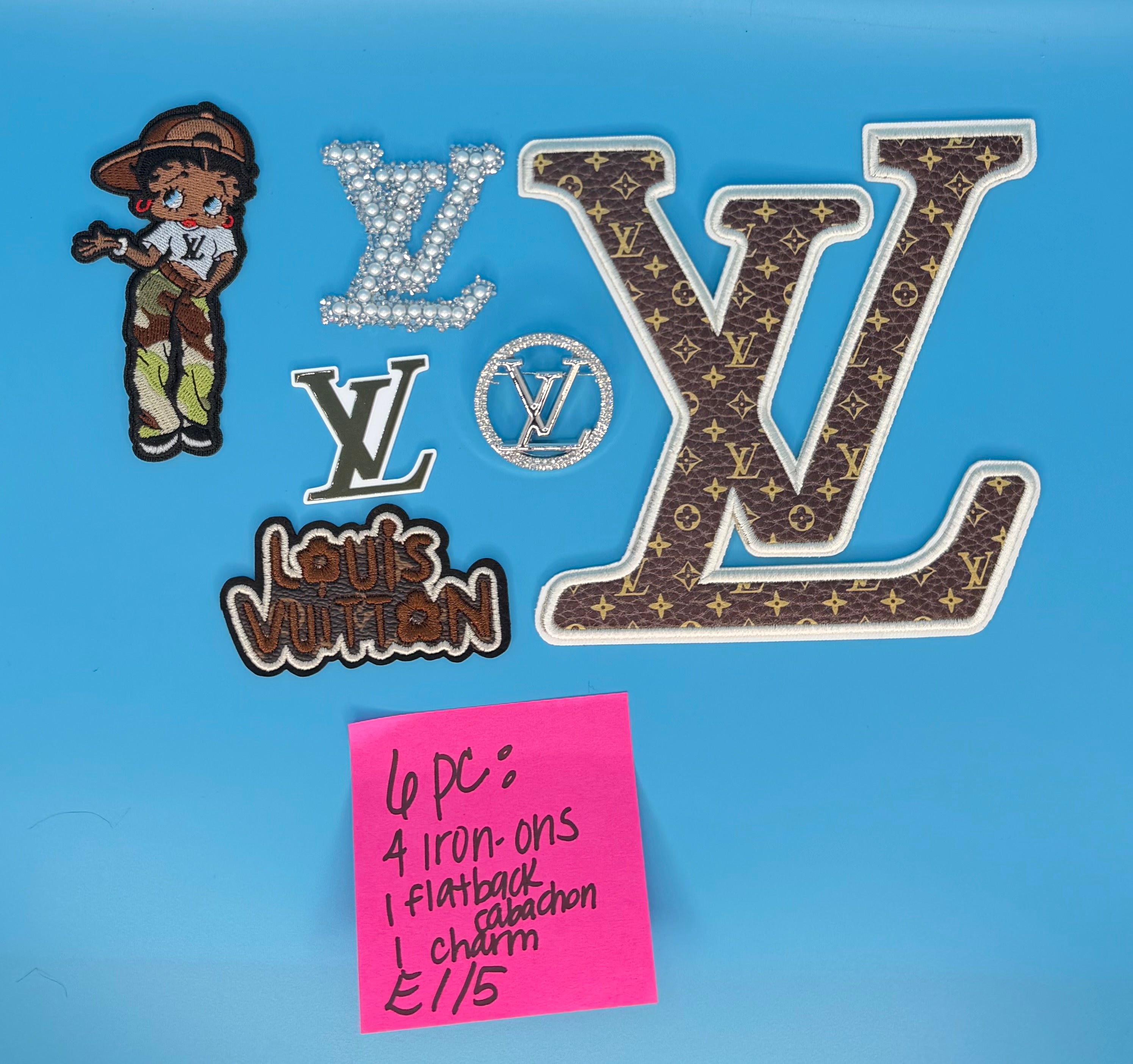 Designer Inspired Logo/ BETTY BOOP, “LV” Embroidered PATCHES, CHARMS