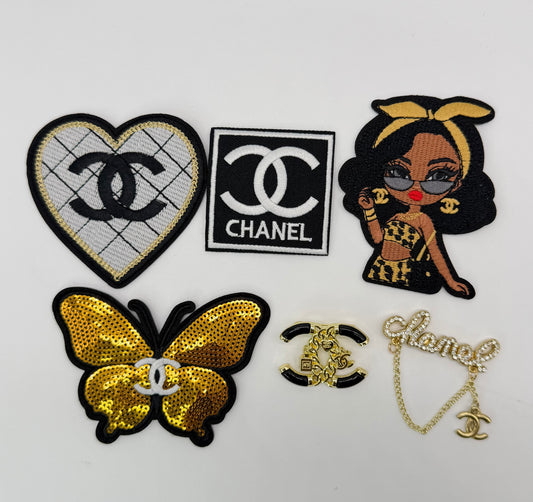 6PC “CHANEL” PATCH/BROOCH SET