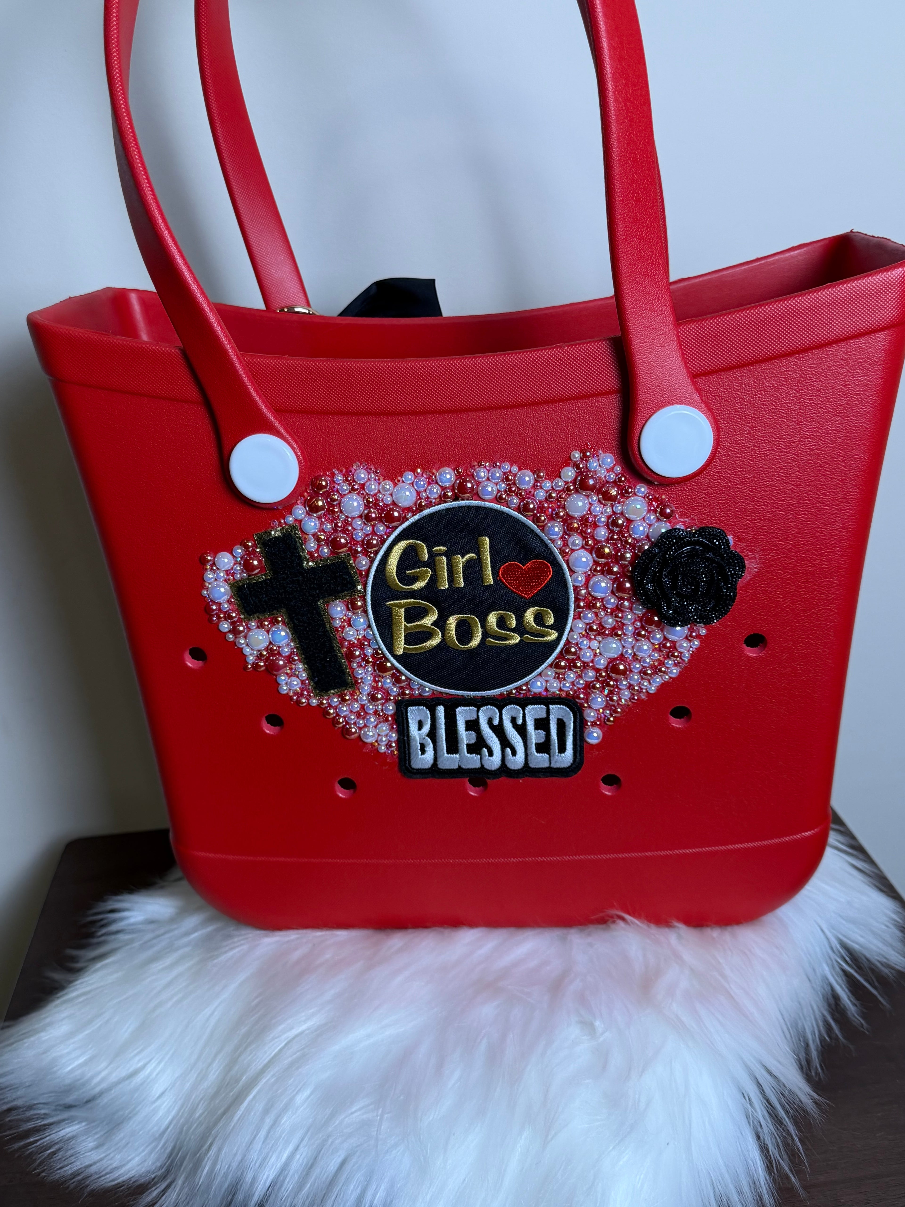 RED CUSTOM LIKE BOGG BAG TOTE