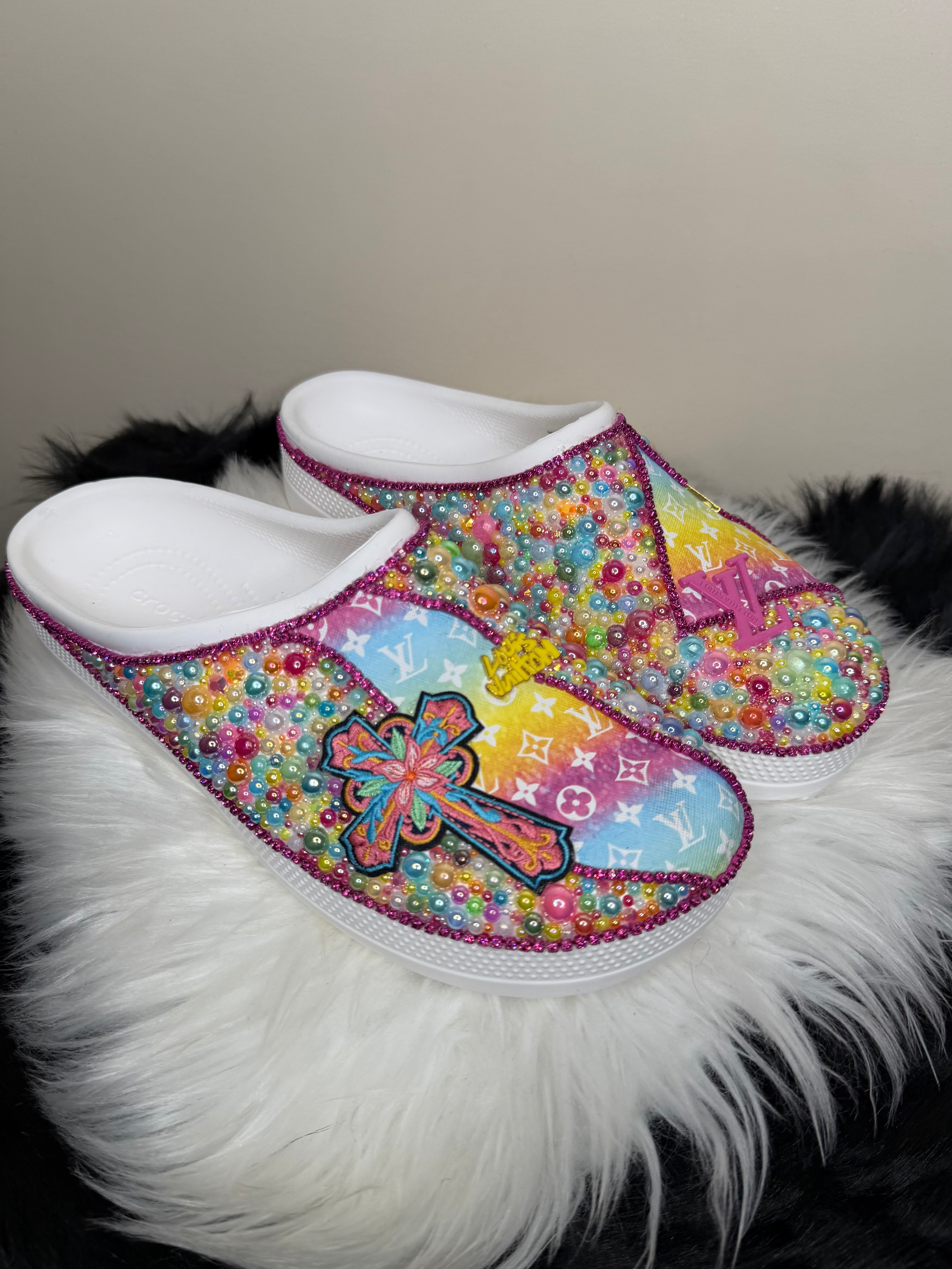 DESIGNER INSPIRED CUSTOM CROCS SLIDES