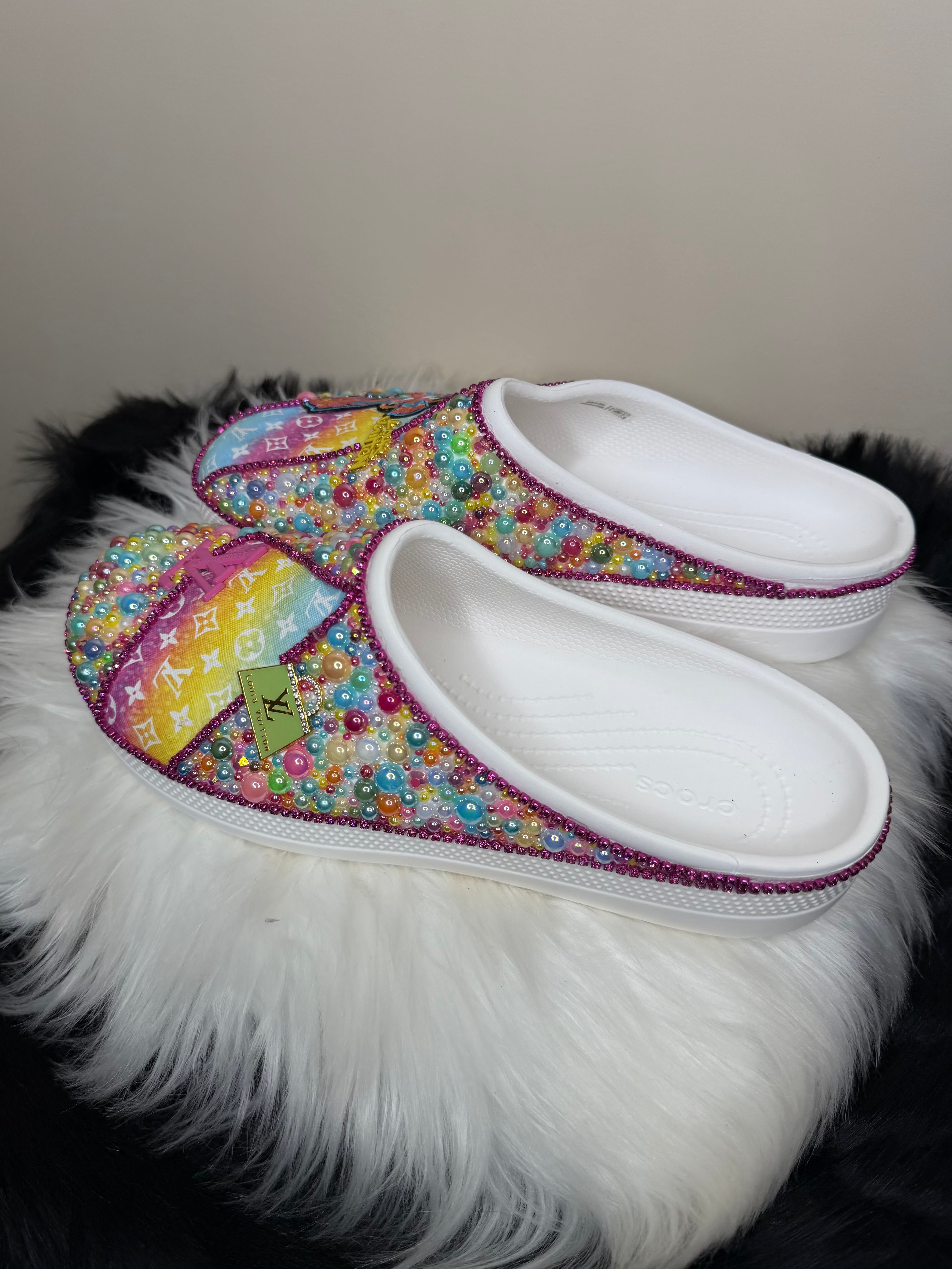DESIGNER INSPIRED CUSTOM CROCS SLIDES