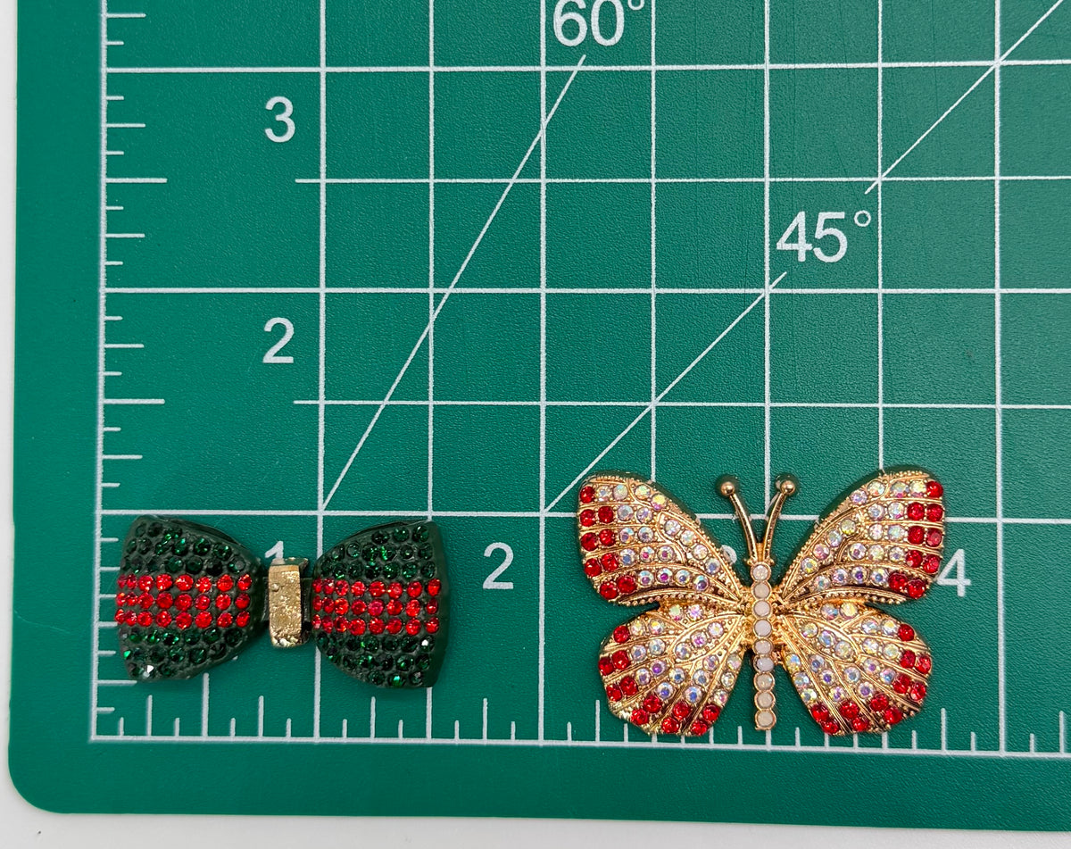7PC DESIGNER “GUCCI” FABRIC/PATCHES/CHARMS SET
