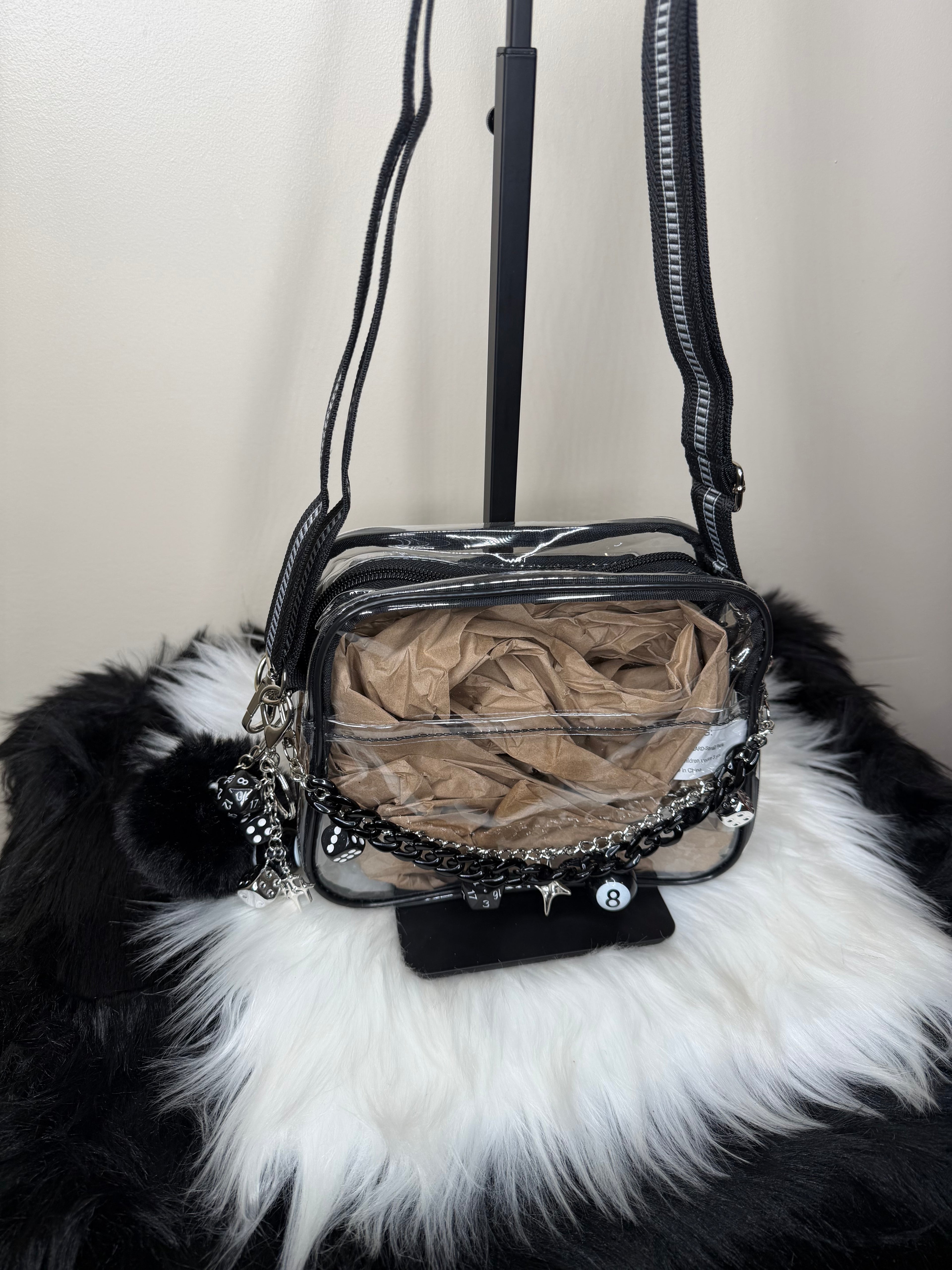 CLEAR CROSSBODY BLACK/SILVER