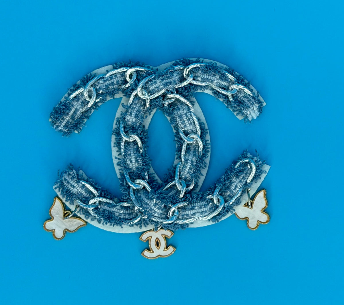 DOUBLE CC BLUE JEAN FELT BACK PATCH
