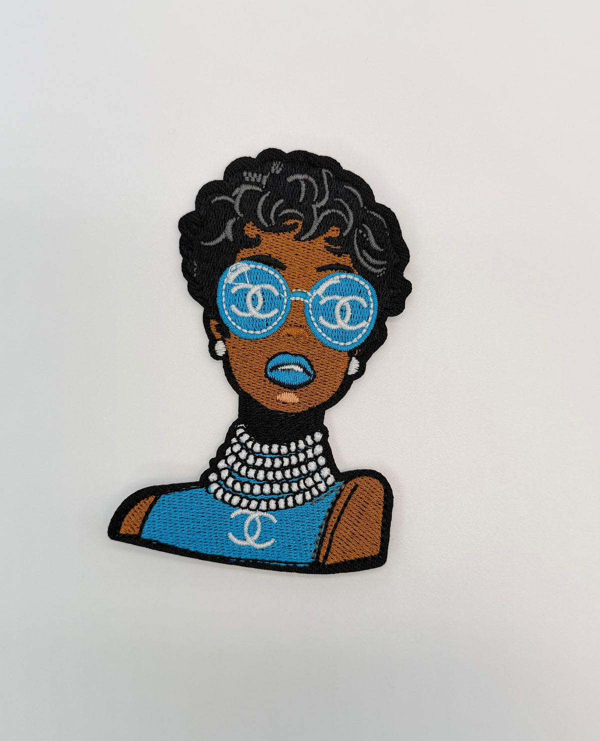 6PC “CHANEL” DESIGNER FABRIC/PATCH/BROOCHES