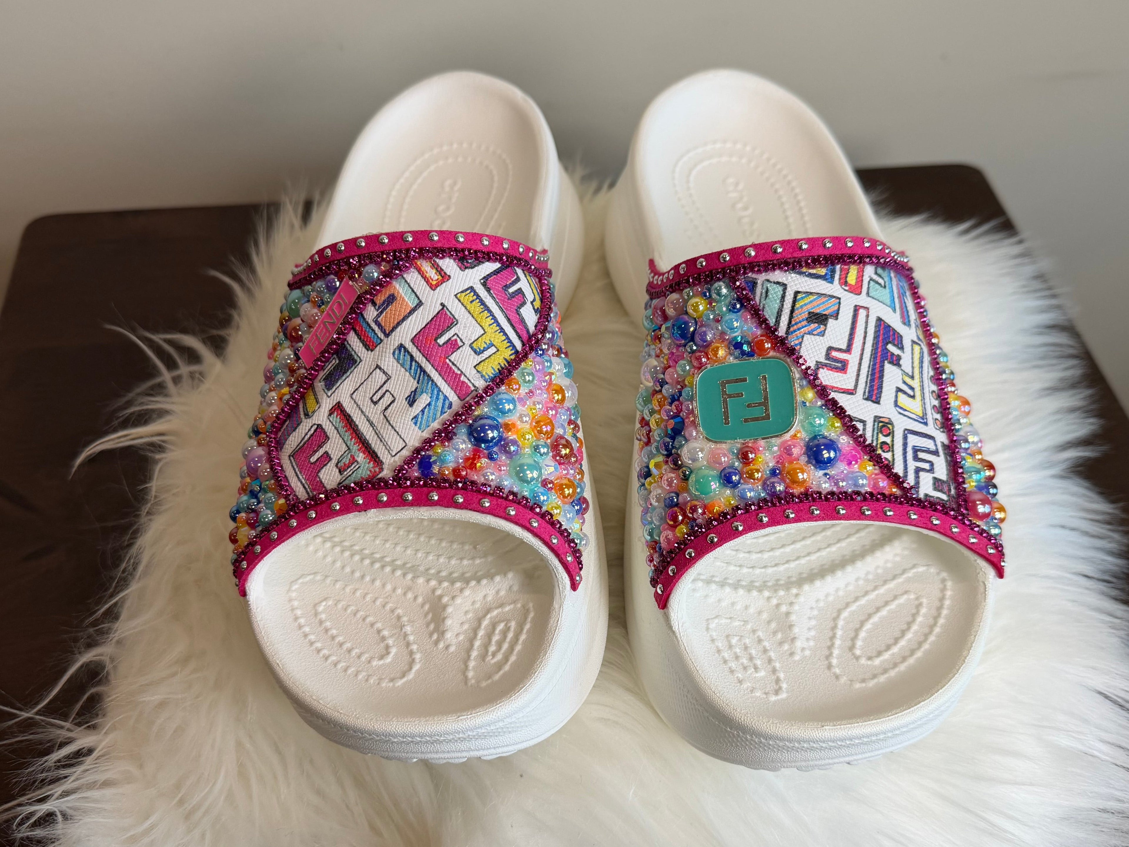 CUSTOM CROCS DESIGNER INSPIRED BAE SLIDES