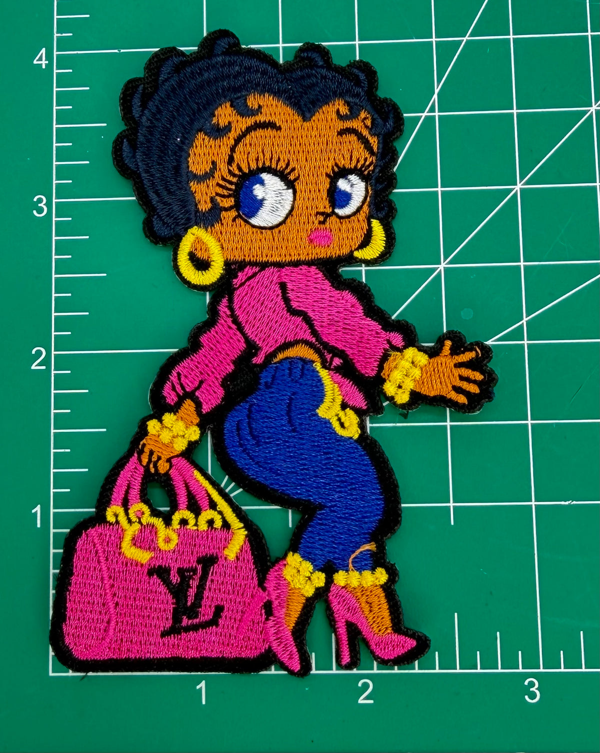 6PC “LV” FUCHSIA LADY PATCH/RHINESTONE PATCH SET