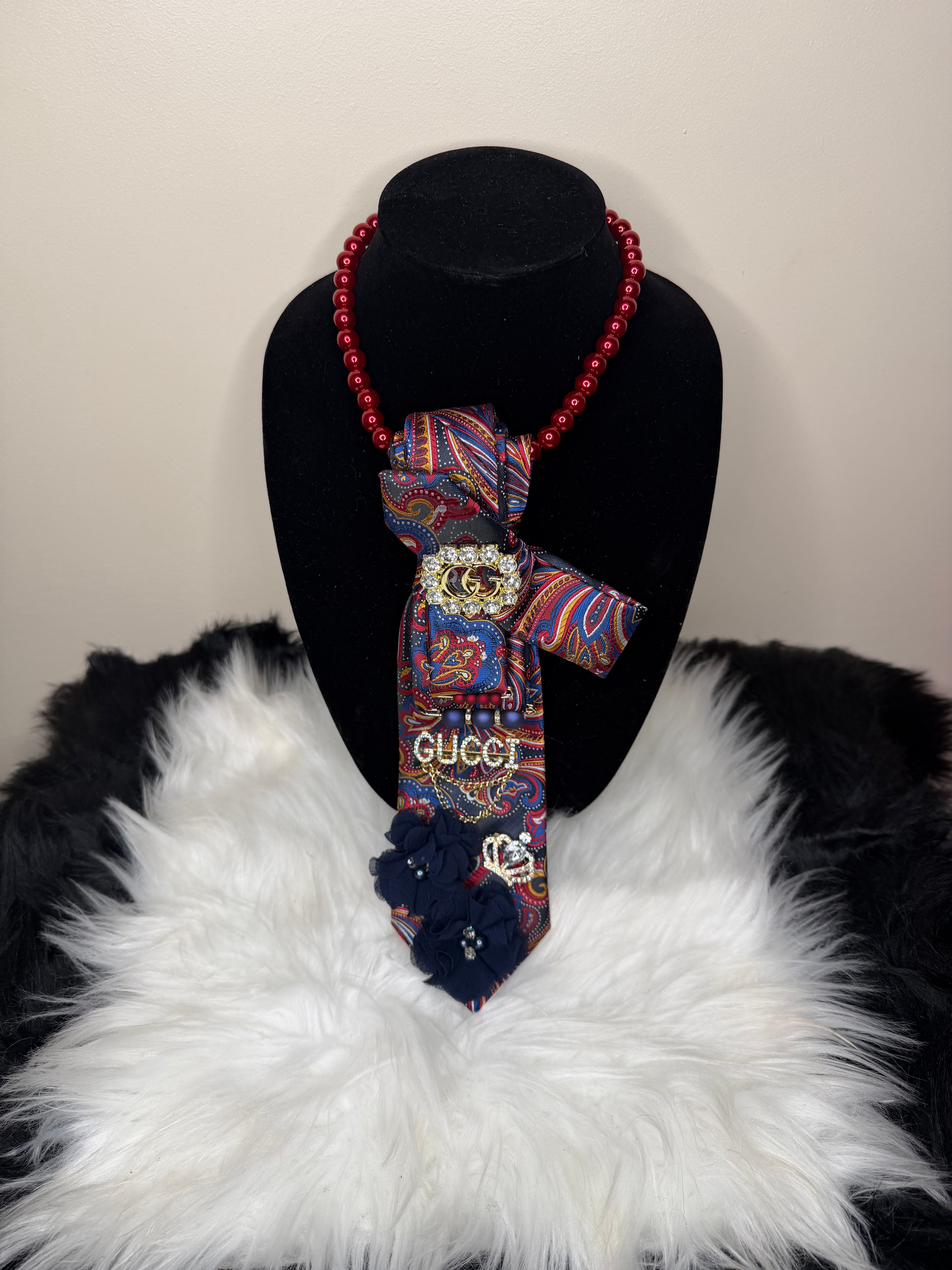 BURGUNDY/NAVY “GUCCI” INSPIRED TIE