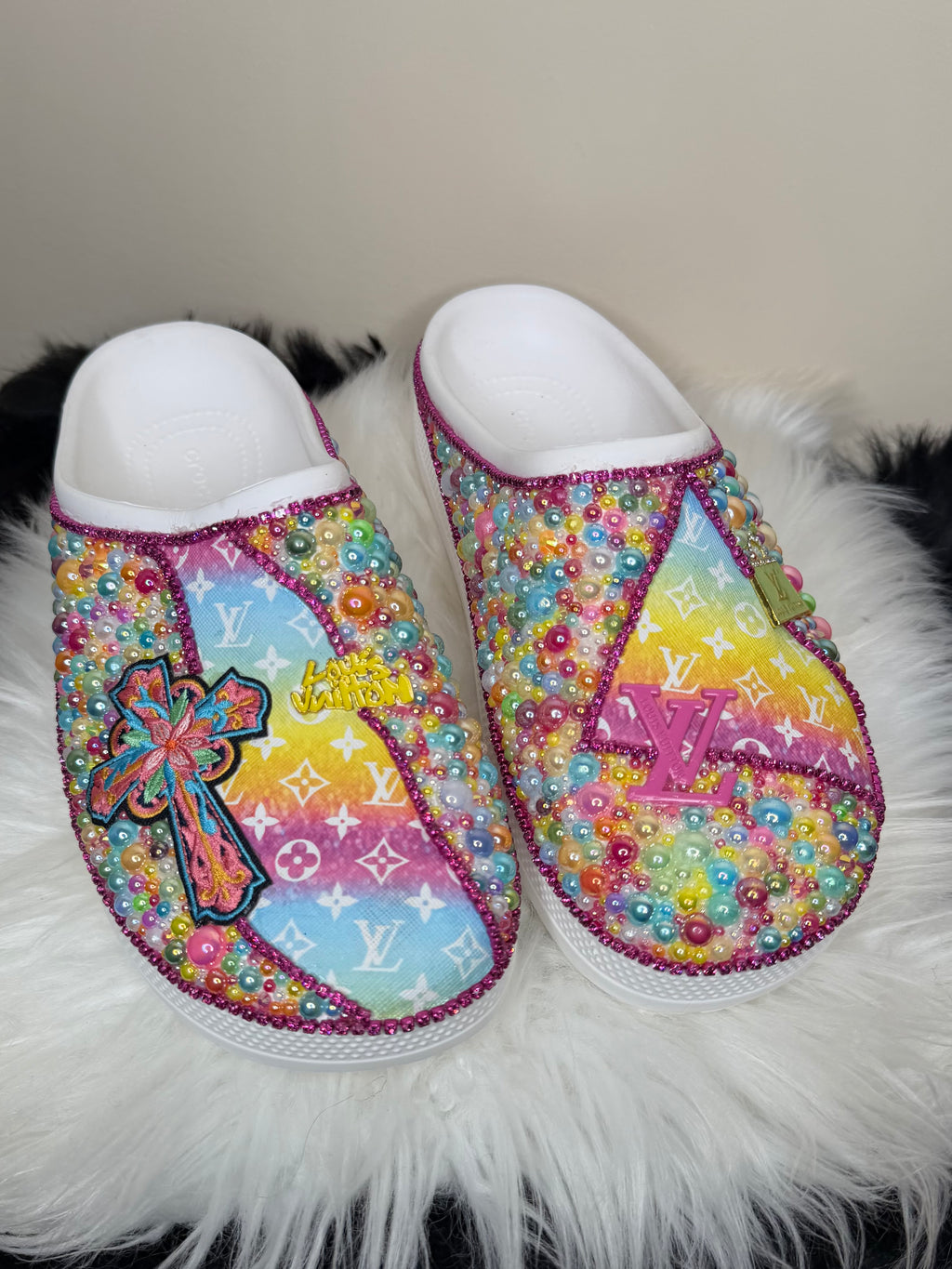 DESIGNER INSPIRED CUSTOM CROCS SLIDES