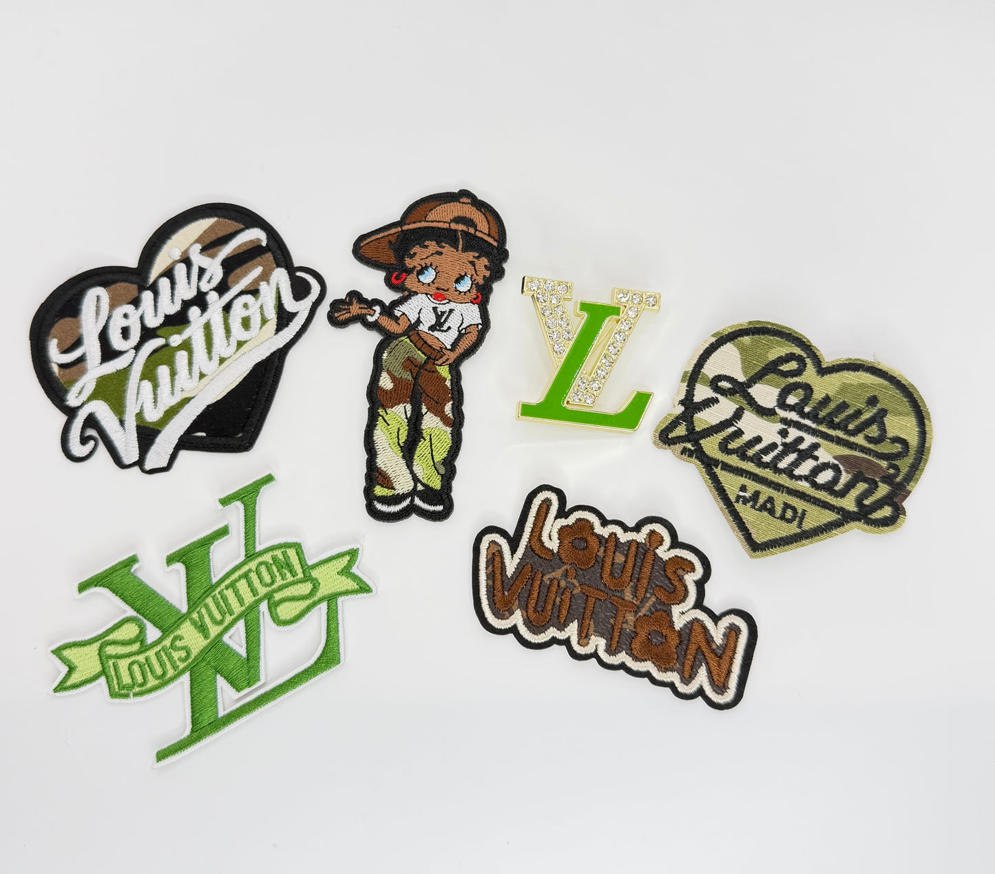 6PC “LV” DESIGNER PATCH/ BROOCH SET