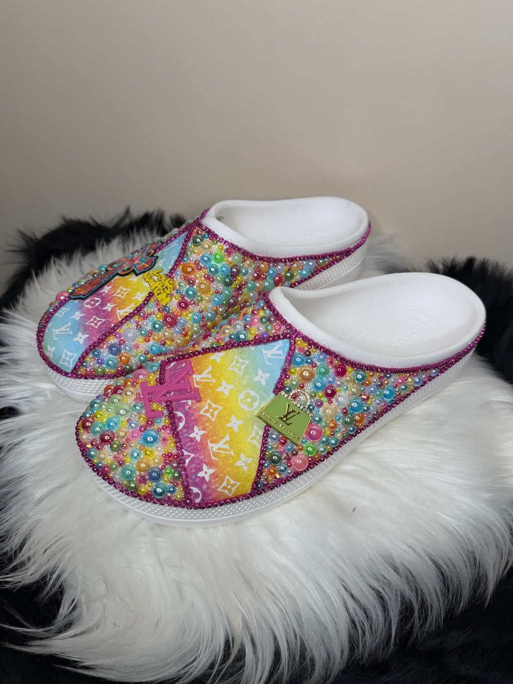 DESIGNER INSPIRED CUSTOM CROCS SLIDES