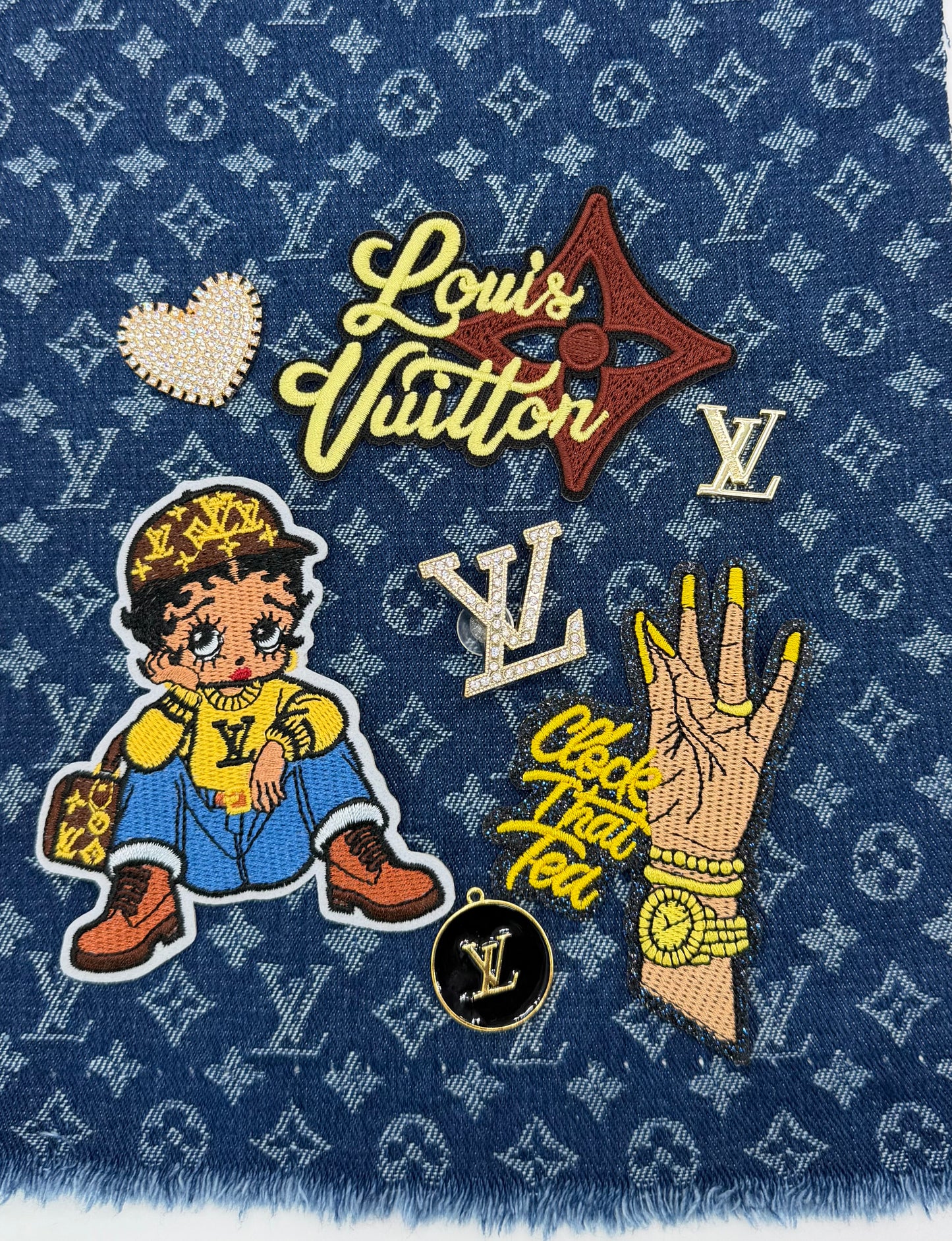 8PC DESIGNER “LV” FABRIC/PATCH/CHARM SET