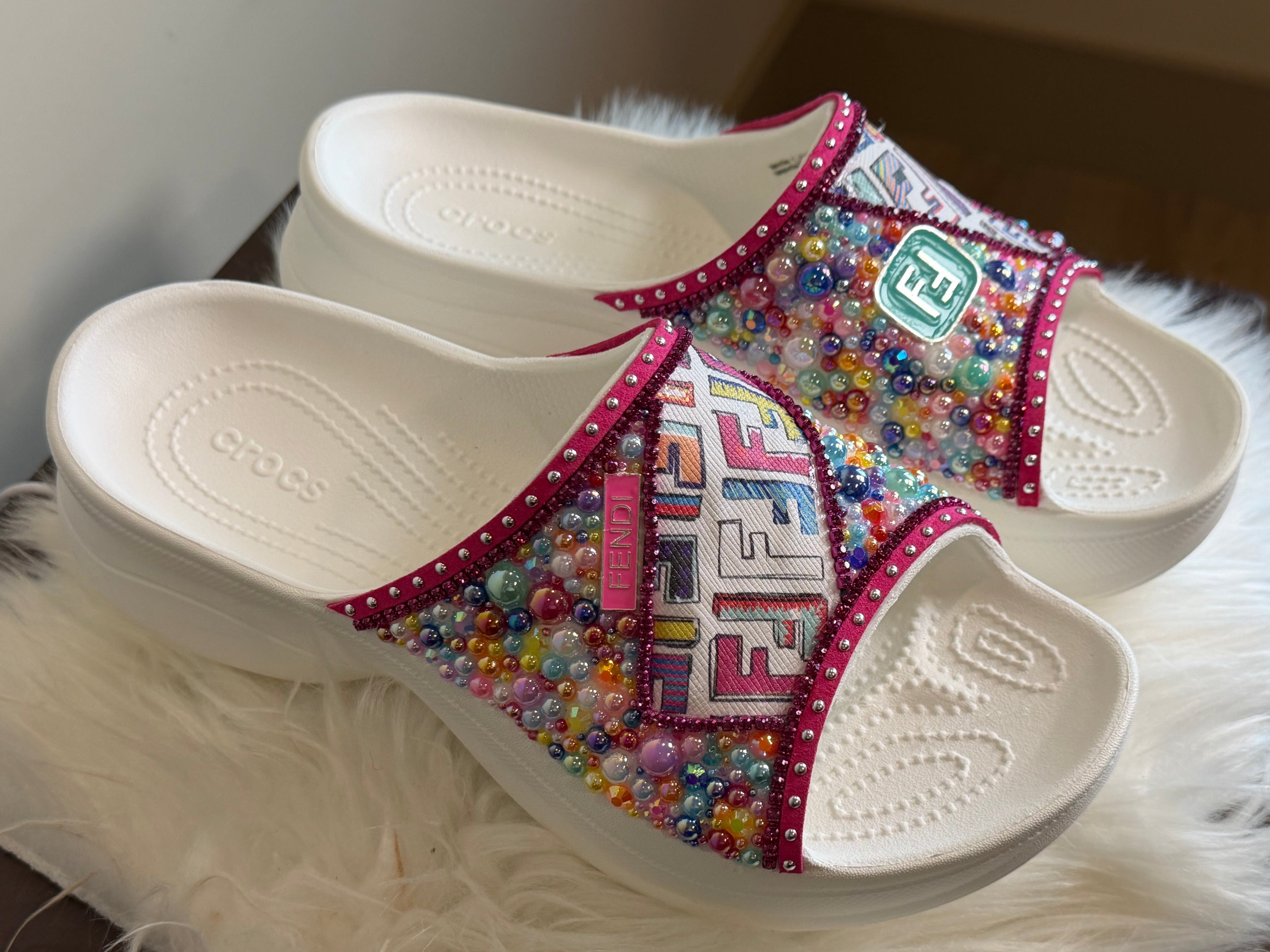 CUSTOM CROCS DESIGNER INSPIRED BAE SLIDES