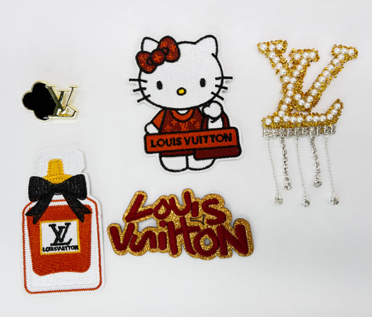 5PC “LV” & HELLO KITTY PATCH/BROOCH SET
