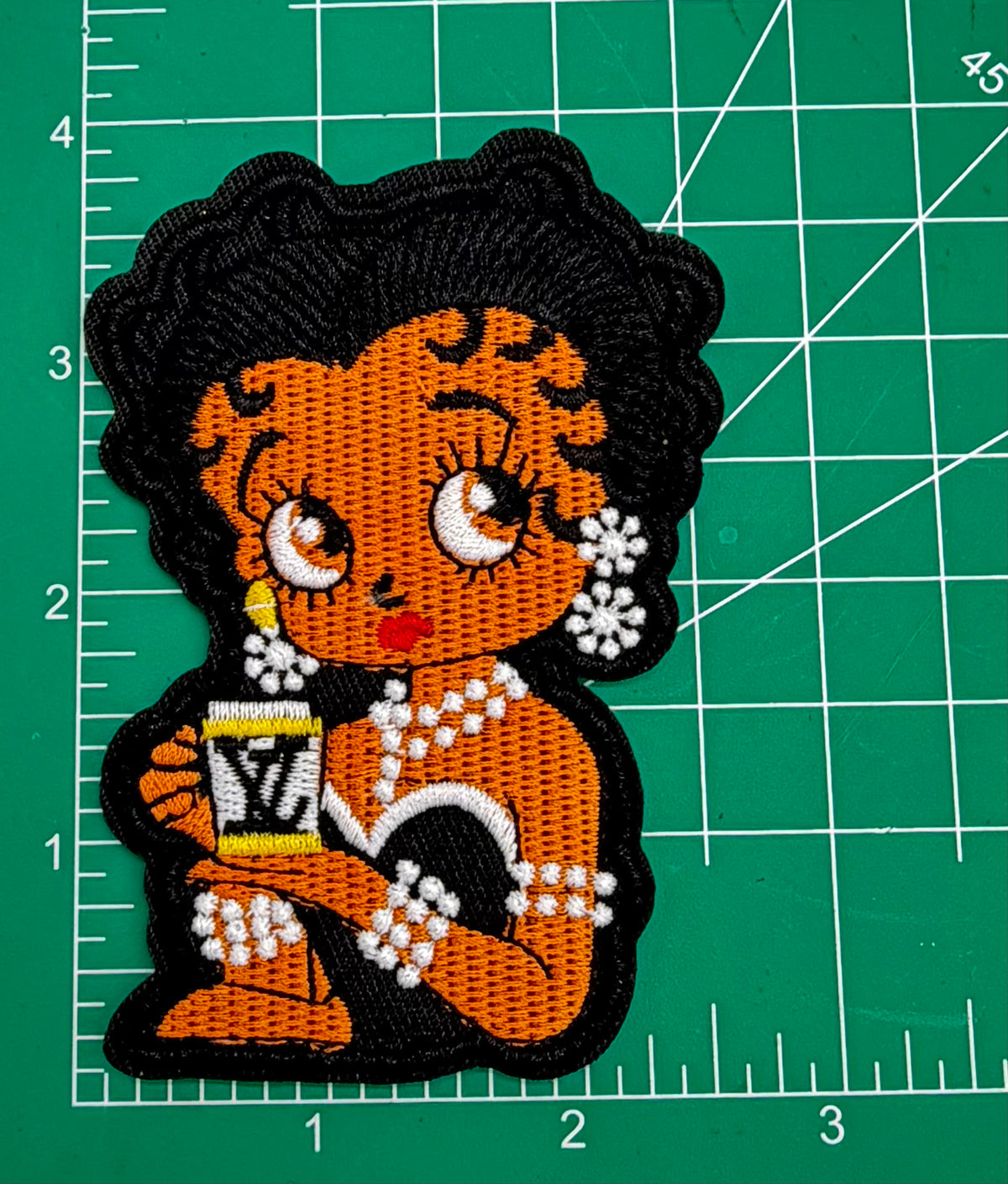 6PC “LV” BLACK/GOLD IRON-ON PATCH SET