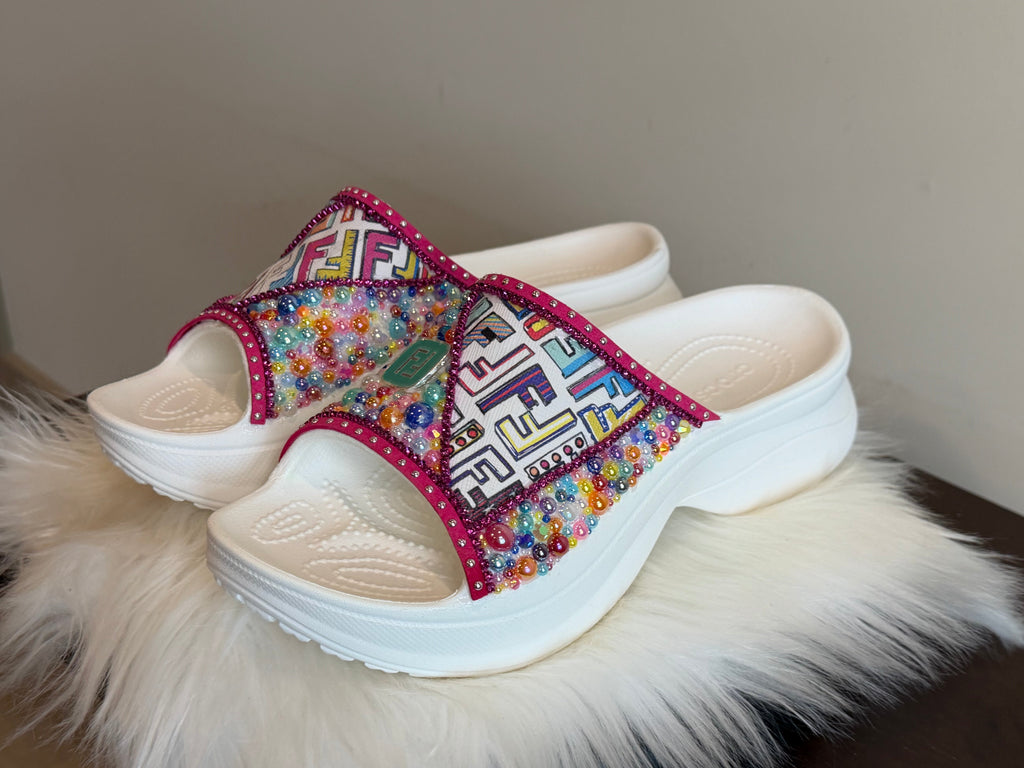 CUSTOM CROCS DESIGNER INSPIRED BAE SLIDES