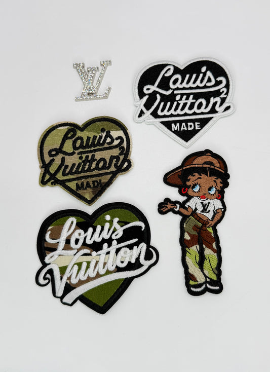 5PC “LOUIS VUITTON” CAMO PATCH/CHARM SET