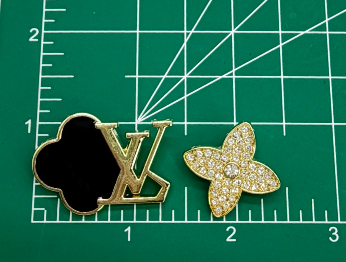 6PC “LV” BLACK/GOLD IRON-ON PATCH SET