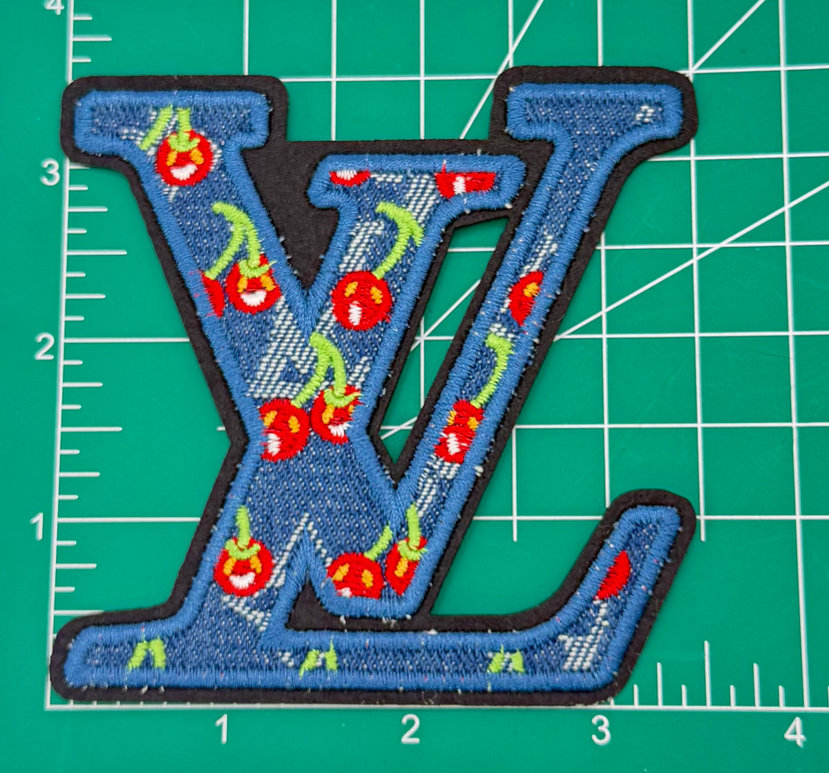 NEW 5PC “LV” DENIM/CHERRY PATCH SET