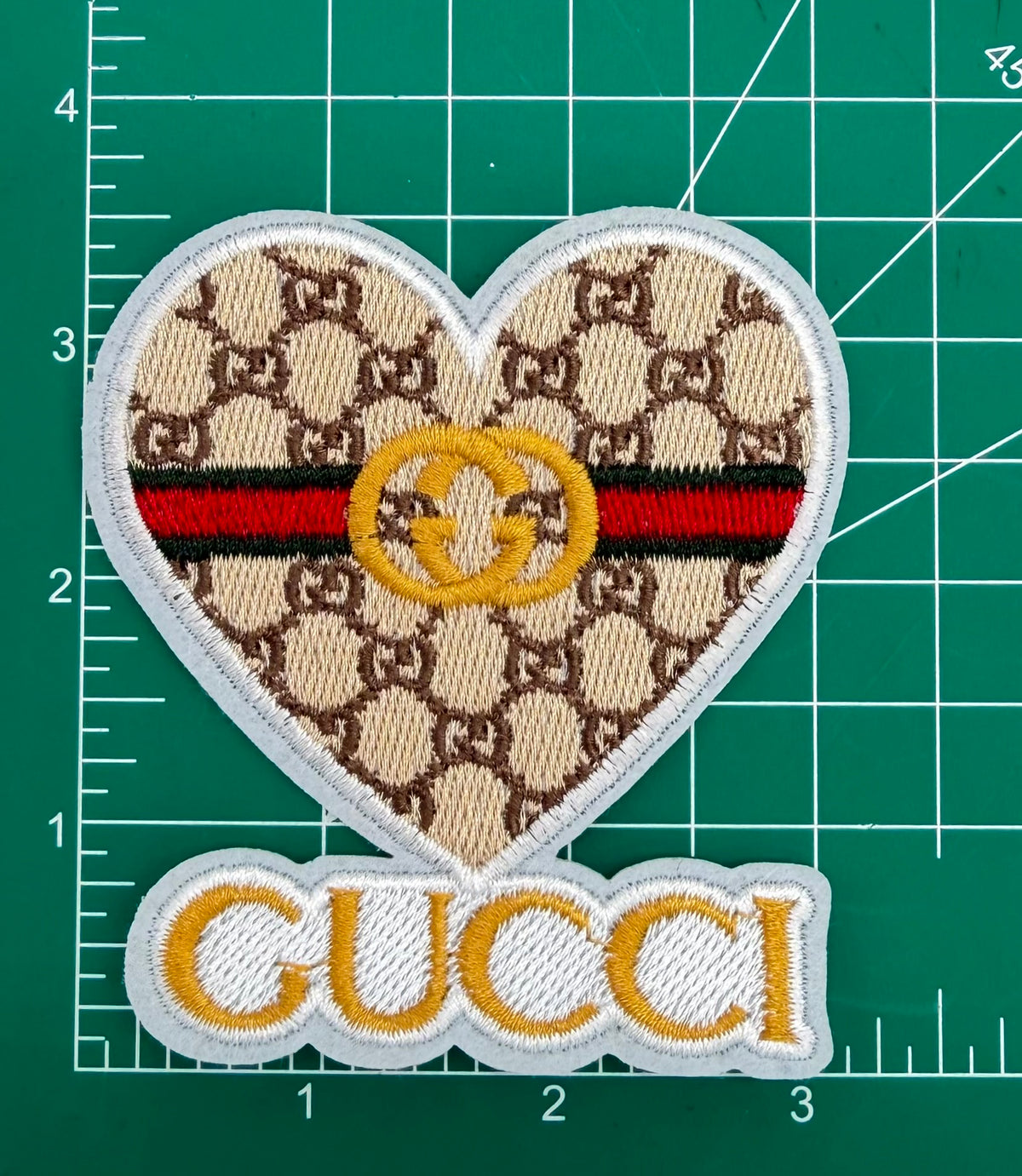 6PC “GUCCI” FABRIC/IRON-ON PATCHES/ BROOCH SET