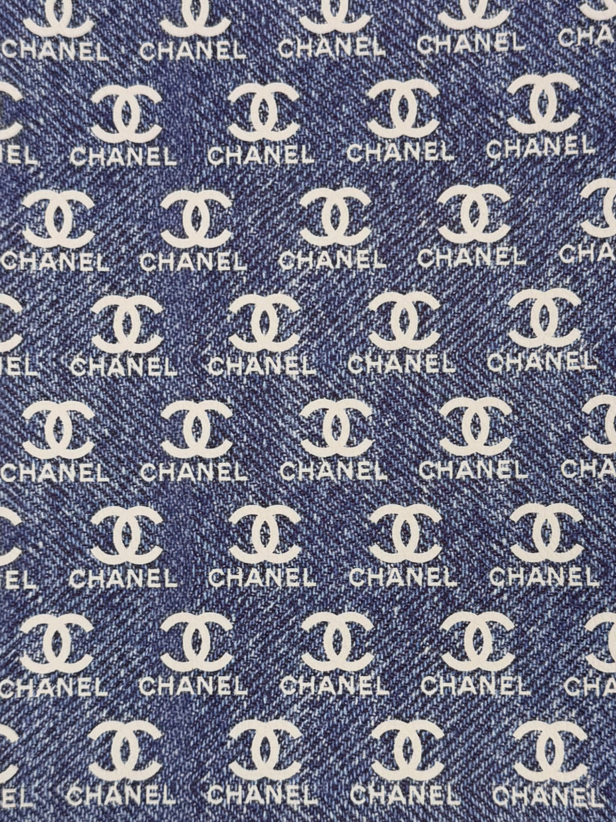 “CHANEL” Denim Faux leather double-sided fabric sheet