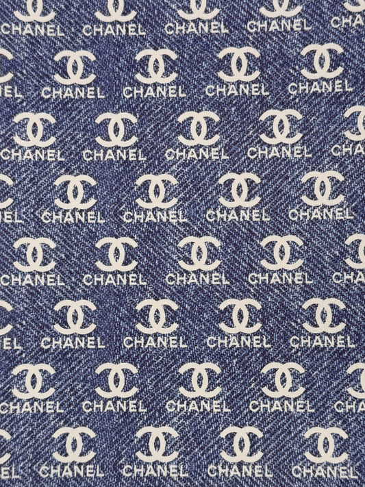 “CHANEL” Denim Faux leather double-sided fabric sheet