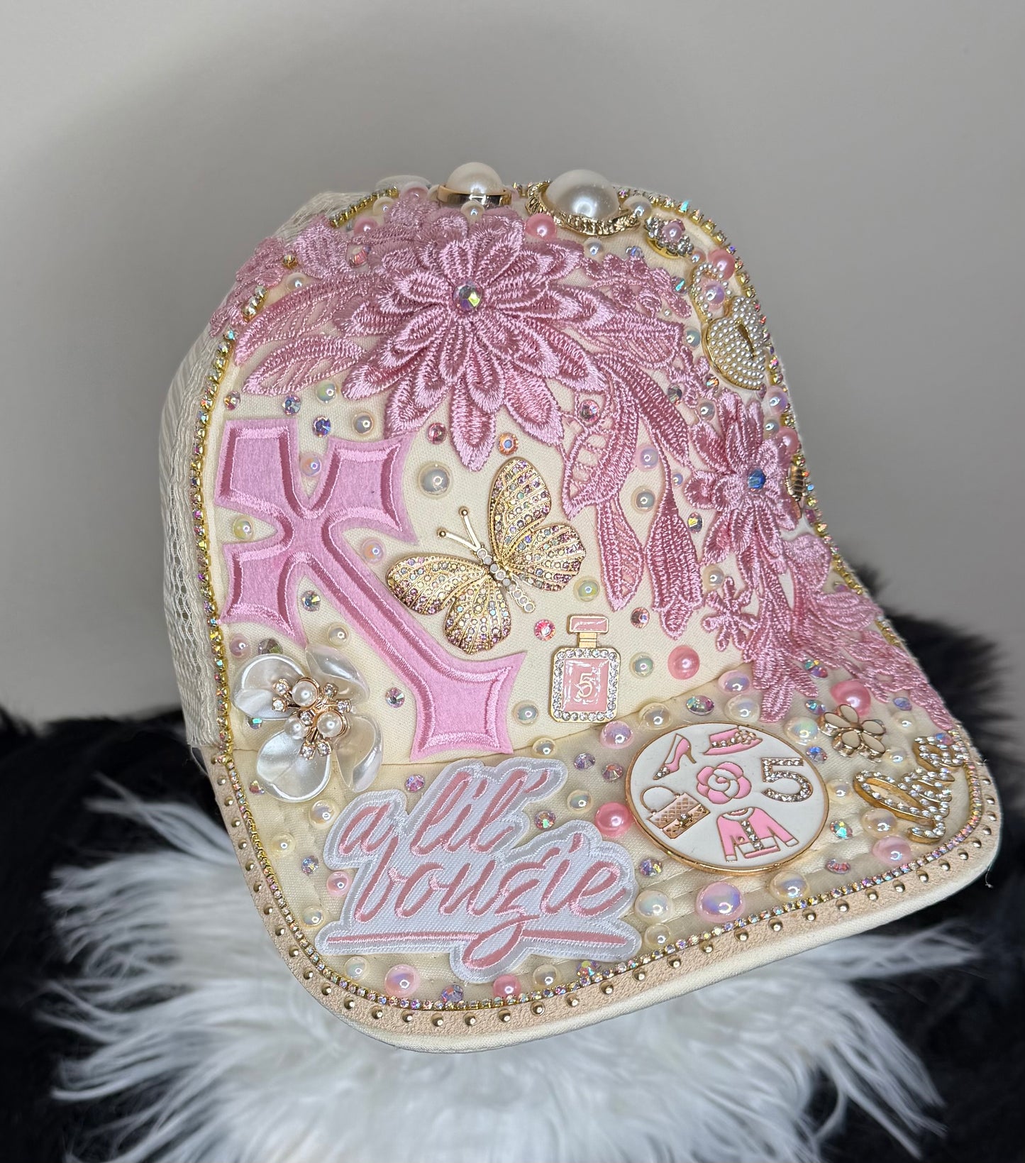 STRAWBERRIES AND CREAM “A LIL BOUGIE” TRUCKER HAT