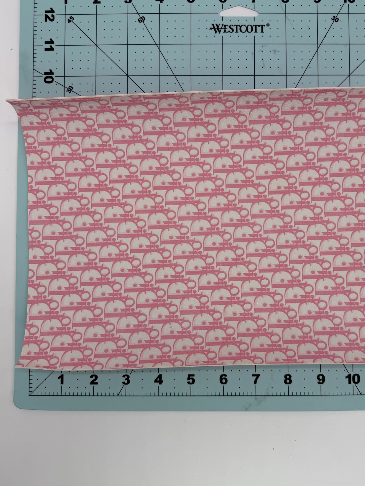 “DIOR” PINK/WHT Faux leather double-sided fabric sheet