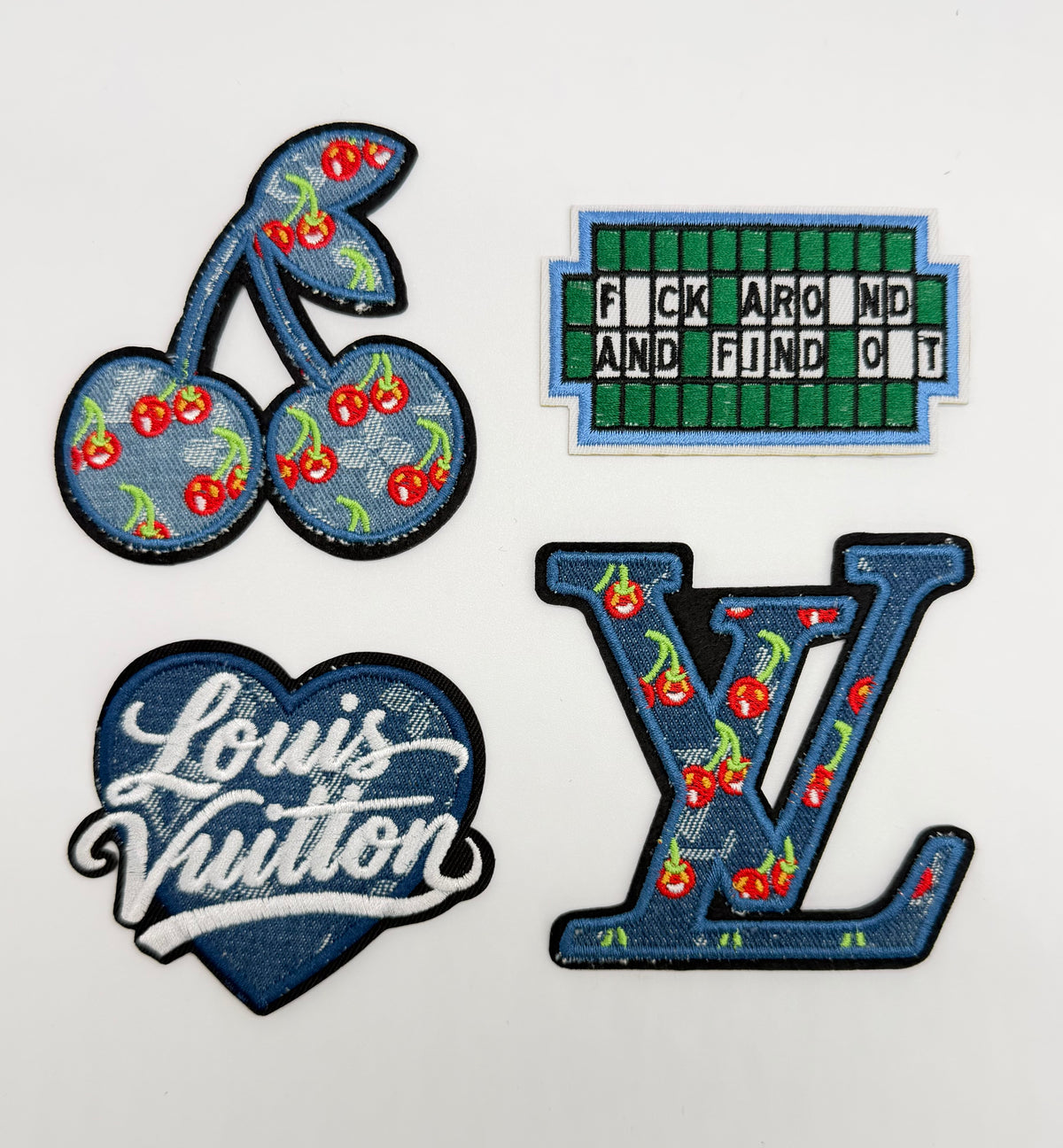 4PC “LV” IRON-ON PATCH SET