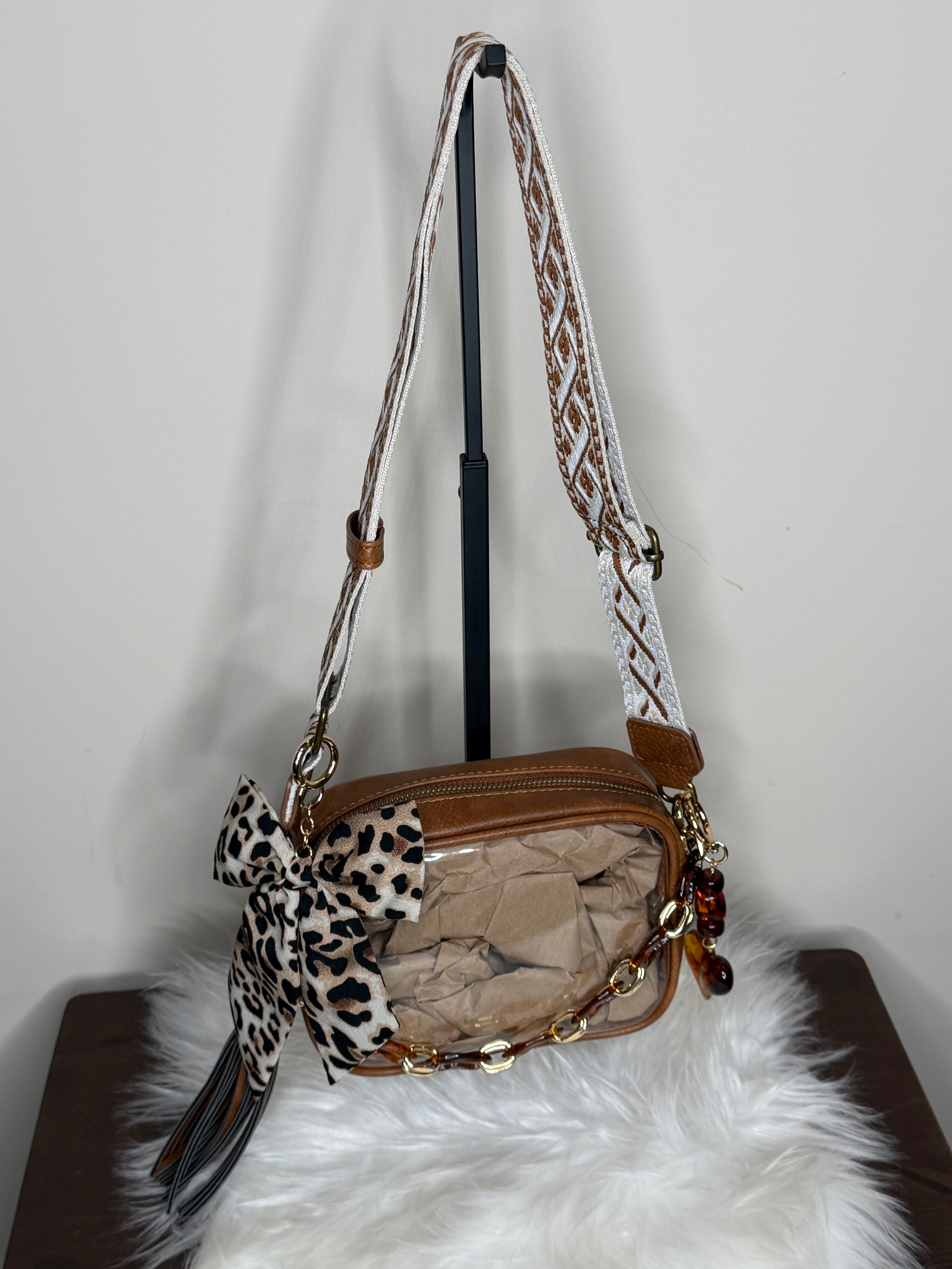 BROWN CLEAR CROSSBODY BAG