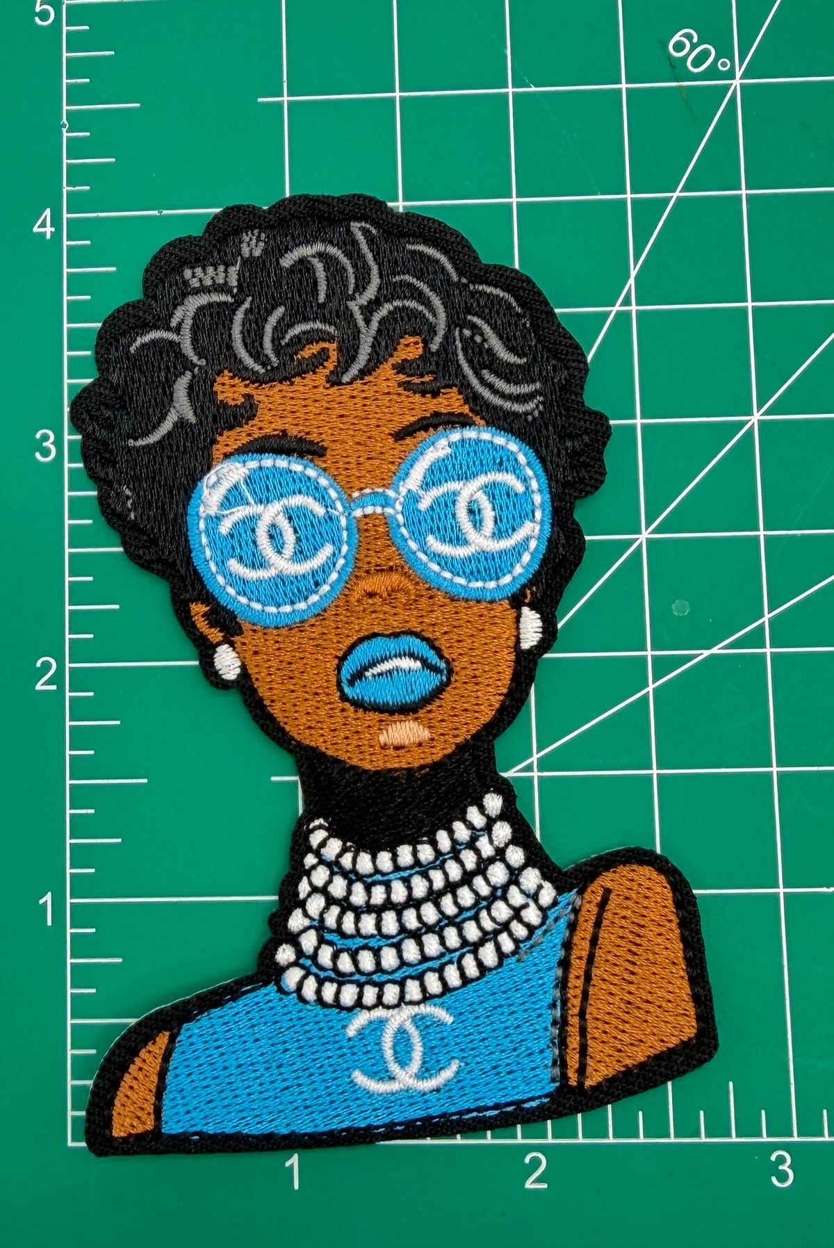 6PC “CHANEL” DESIGNER FABRIC/PATCH/BROOCHES