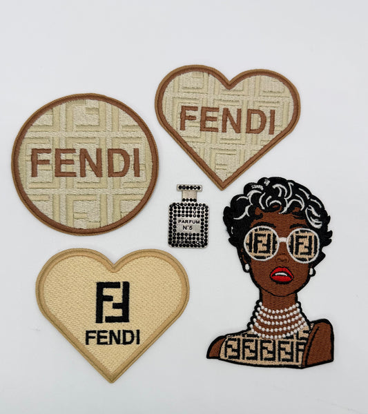 5PC “FENDI” “Sophisticated lady” patch/charm set