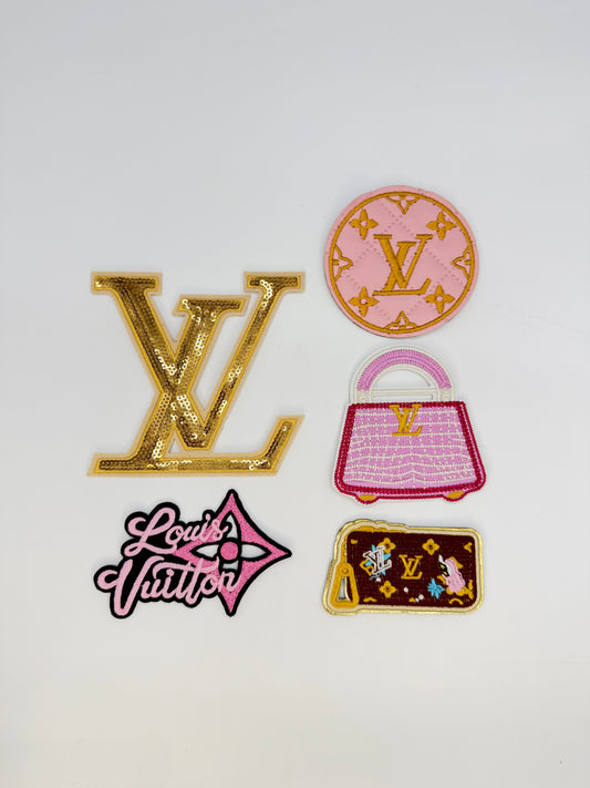 5PC “LV” PINK/GOLD PATCH SET
