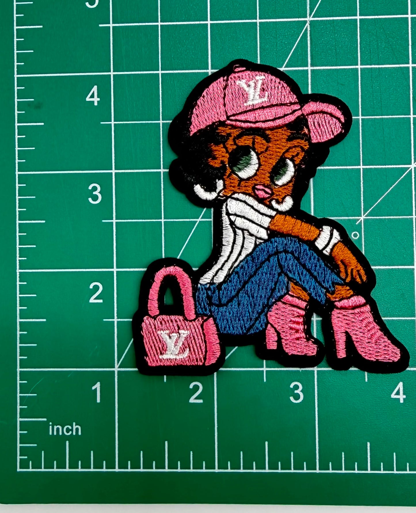 5PC DESIGNER “LV” FABRIC/PATCH/CHARM SET