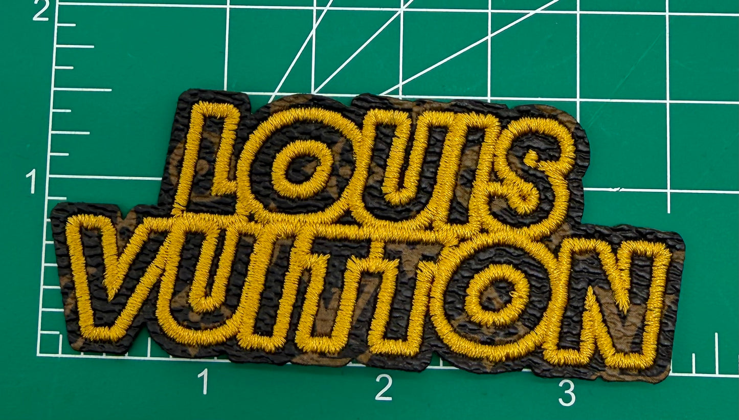 5PC DESIGNER “LV” LOGO DENIM FABRIC/PATCH/BROOCH SET