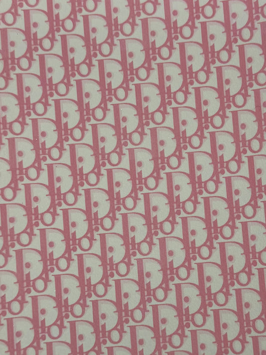 “DIOR” PINK/WHT Faux leather double-sided fabric sheet