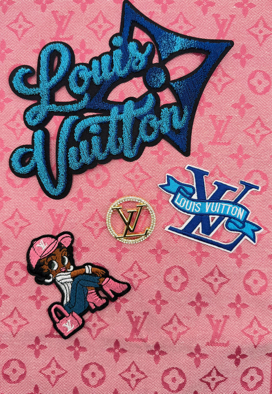 5PC DESIGNER “LV” FABRIC/PATCH/CHARM SET